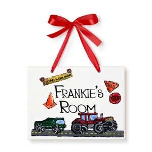  Hand Painted Wall Plaque   Roadwork Baby