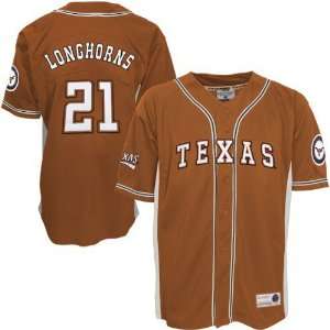  Texas Longhorns #21 Burnt Orange Rocket Baseball Jersey 