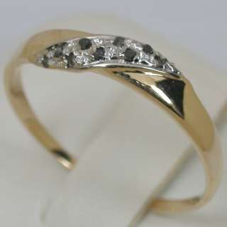   CTS 14K SOLID YELLOW GOLD NATURAL SI1 BLACK DIAMOND CLUSTER BAND RING