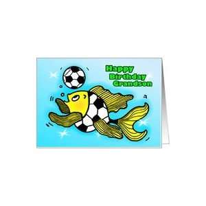   Grandson Soccer Football Fish funny cartoon Card Toys & Games