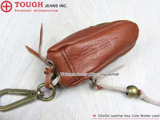 New TOUGH Leather Durable Brown Small Key Coin Wallet  
