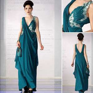   Sleeveless Draped Chiffon Party Long Prom Formal Evening Gowns Dress