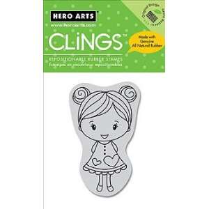 Little Girl With Heart   Cling Rubber Stamps 