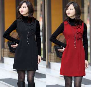 Fashion Elegant Womens Warm Woolen Vest Mini Dress Sizes M  