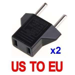 TWO USA US to EU Euro Plug Converter Travel Charger Adapter AC Power 
