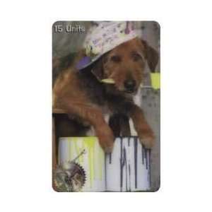 Collectible Phone Card 15u Dog With Paint Brush In Mouth & Dog House 