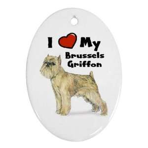 I Love My Brussels Griffon Ornament (Oval)
