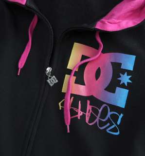 brand new with tags dc shoes hoodie features milti colored dc logo 