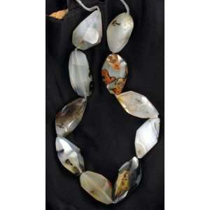  FACETED MONTANA OPAL AGATE LARGE FREE FORM BEADS #1 