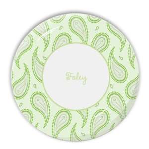  Lime Paisley Personalized Melamine Plate