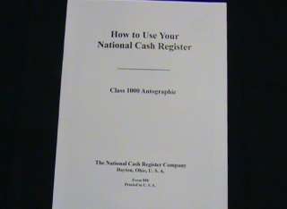 HOW TO USE YOUR NATIONAL CASH REGISTER CLASS 1000 NCR  