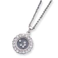 NEW 16 925 Sterling Silver Floating CZ Circle Necklace  