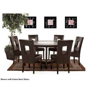   Round Table Set With Mocca Cut Out Back Leather Chairs