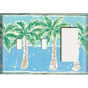  Two Switch / One Rocker Plate   Palm Trees