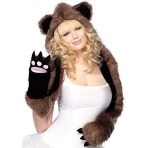  Lets Party By Leg Avenue Plush Bear Hood With Paw Scarf 