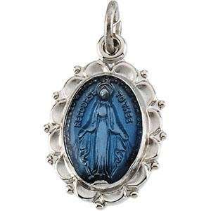  Miraculous Medal with 18 Inch Chain in Sterling Silver 