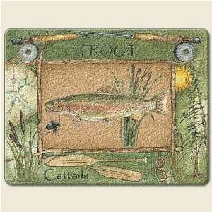  TROUT fishing FISH LARGE 15 inch TEMPERED GLASS CUTTING 
