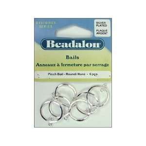  Beadalon Bails Pinch Round Silver Plate 6pc (3 Pack) Pet 