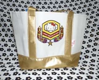 Hello Kitty Gold + White Canvas Small Tote Bag  