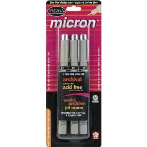  Pigma Micron Pen Set Assorted Sizes 3/Pkg Black