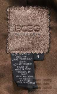 BCBG Max Azria Bronze Leather Long Sleeve Blazer Jacket Size 4  