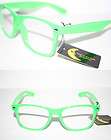 Wayfarer Nerd Glasses Glow in dark frame Neon Green Clear Lense 
