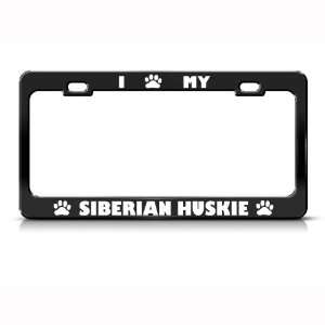  Siberian Huskie Dog Dogs Black Metal license plate frame 