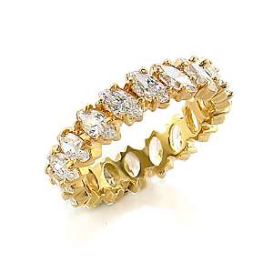 CT GOLD EP MARQUISE CZ CUBIC ZIRCONIA ETERNITY RING  