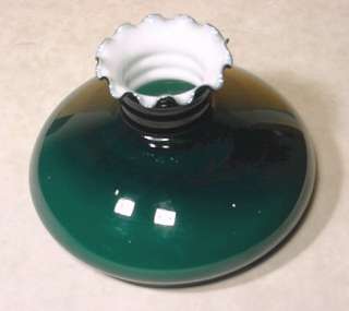 Pair Old Antique British Glass 8.75 Green Cased Kerosense Oil Lamp 