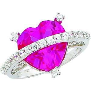  Sterling Silver Cubic Zirconia Heart Ring Sz 6 Jewelry