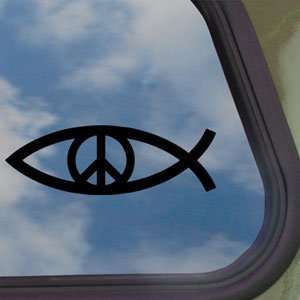  Christian Fish Peace Symbol Black Decal Window Sticker 