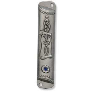  Messianic Seal Mezuzah, Silver Plated 