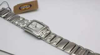New Fossil Women Marissa Glitz Steel Bracelet Dress Watch 25mm x 35mm 