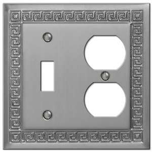  Meander Pewter   1 Toggle/1 Duplex Outlet Wallplate