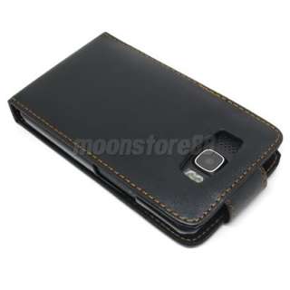FLIP LEATHER CASE COVER FOR HTC TOUCH HD2 HD 2 BLACK  