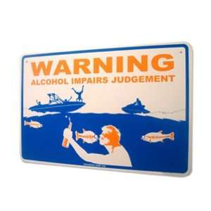 Seaweed Surf Co Warning Alcohol Impairs Aluminum Sign 18x12 in 
