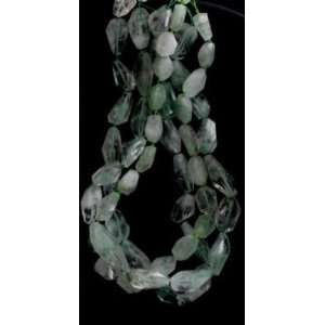 QUARTZ GREEN FLUORITE INCLUSIONS FACETED BEADS LARGE 