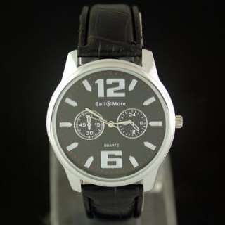 New 1pcs Cool leather watch stainless steel boy man,M17 BK  