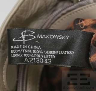 Makowsky Taupe Leather Woven Handle Handbag NEW  