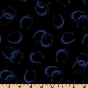  44 Wide Midnight Cowboy Tossed Horseshoes Black Fabric 
