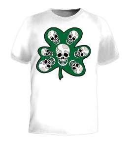 Irish Clover Skull Ireland Beer St Patricks Day T Shirt  