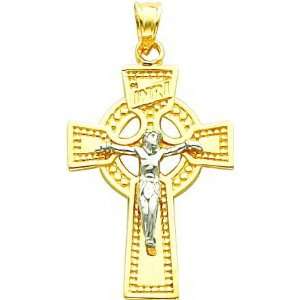  14K Gold INRI Celtic Crucifix Pendant Jewelry