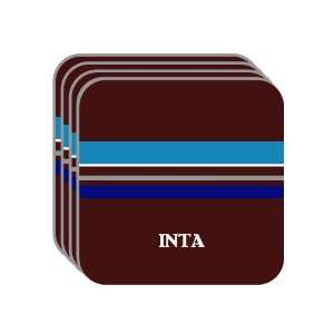 Personal Name Gift   INTA Set of 4 Mini Mousepad Coasters (blue 