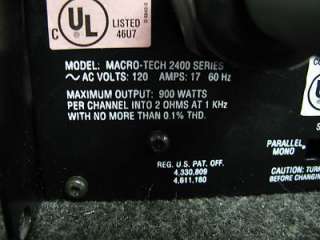 Crown Macro Tech 2400 Amplifier Pro Power Amp   