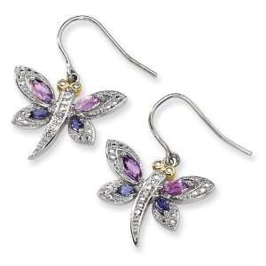   And Iolite And Diamond Dragonfly Earrings in Sterling Silver Jewelry