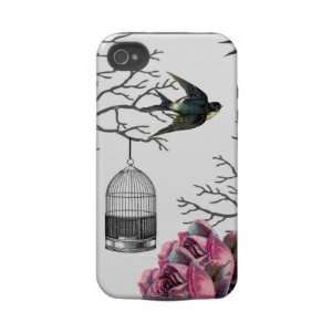  Vintage Birdcage Roses Swallow Case Tough Iphone 4 Case 