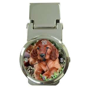 irish setter Puppy Dog 5 Money Clip Watch U0692