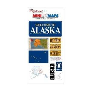  Mini Maps Self Adhesive Epoxy Embellishments 4.5X8 Sheet Alaska 