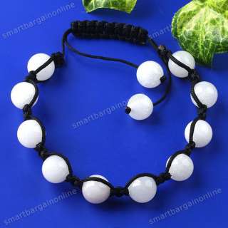 1pc Jade Gemstone 10mm Ball Bead Macrame Knitted Adjustable Bracelet 6 