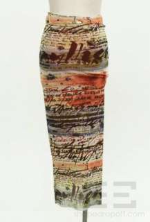 Jean Paul Gaultier Multicolor Calligraphy Maxi Skirt Size Medium 